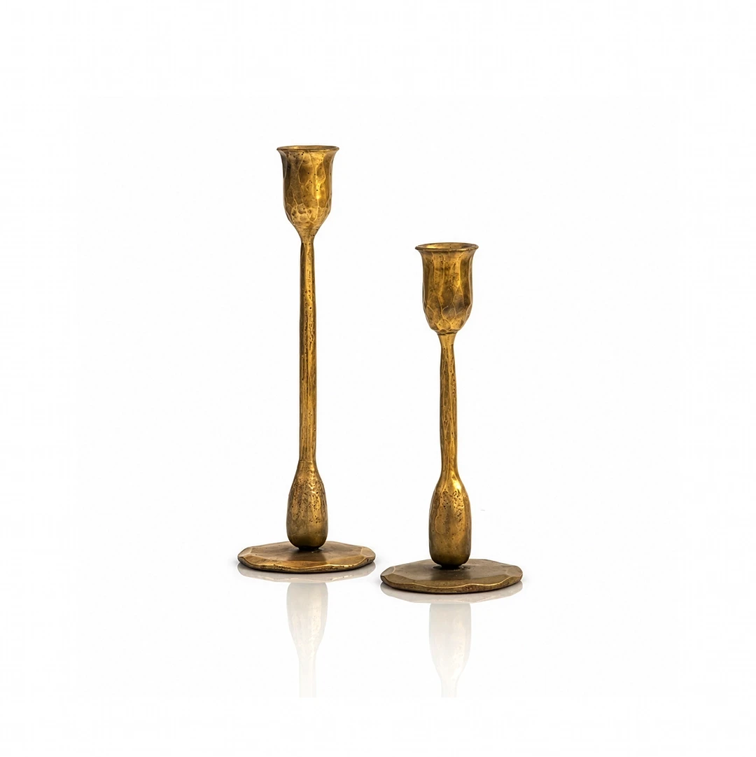 CANDLE SET OF 2 PCS - ANTIQUE GOLD
