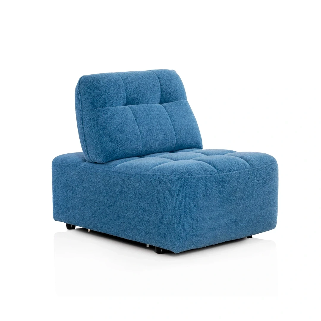 CIREDZ VELVET SOFA 1 SEATER ARMLESS BLUE