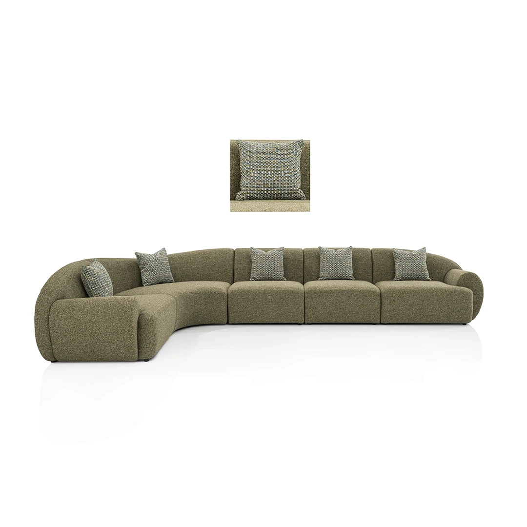 KAELLE POLYESTER SECTIONAL SOFA 5 PCS DARK GREEN
