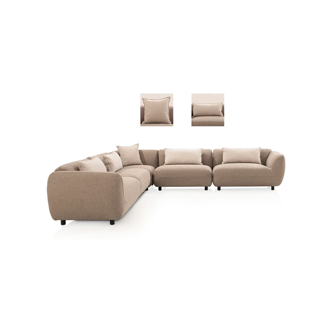MAJOLICA CHENILLE SECTIONAL SOFA 5 PCS BROWN