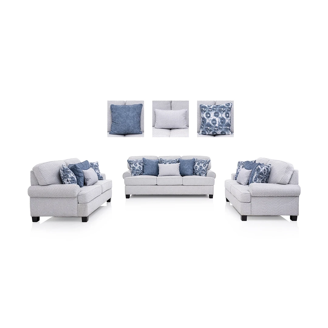 LYDIA POLYESTER SOFA SET 3 PCS GREY