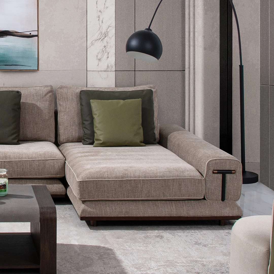 TEODOTO CHAISE - CREAM AND GREEN