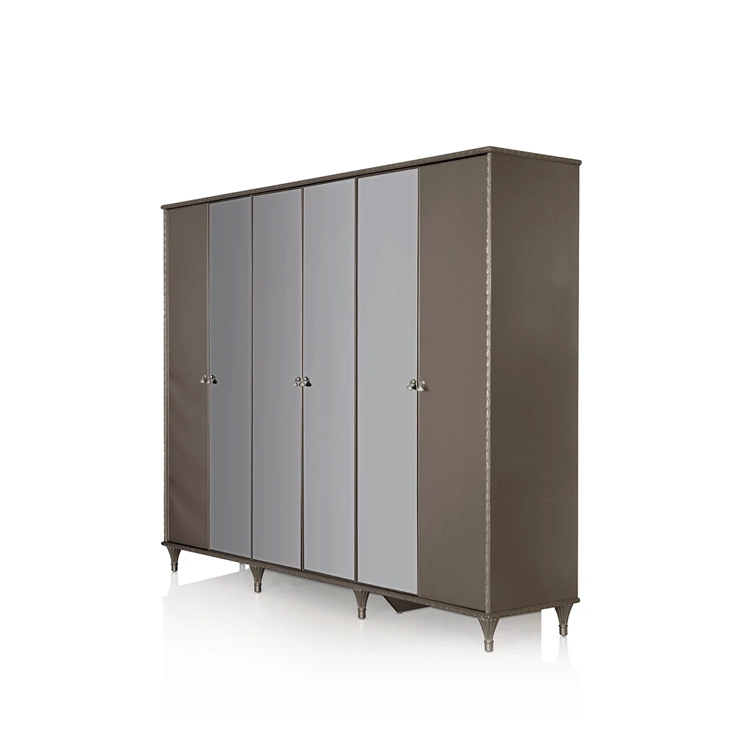 ESCA WOODEN WARDROBE 6 DOOR SILVER