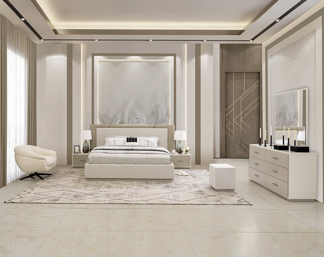 ODELE BEDROOM SET KING SIZE (180*200 CM) MADE FROM ENGINEERED WOOD,FABRIC,LEATHER