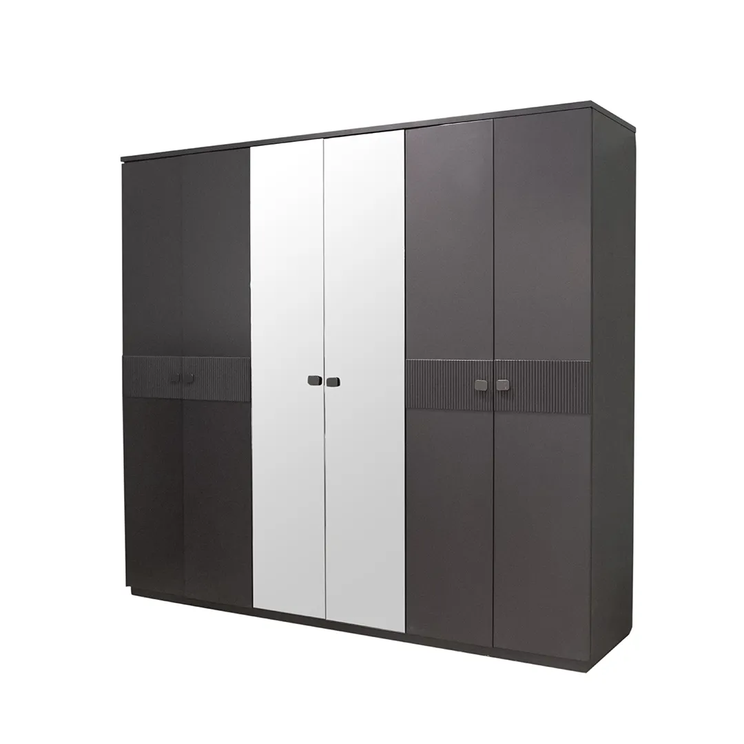 ORIGO WOODEN WARDROBE 6 DOOR BLACK