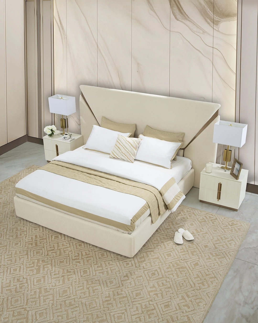 TESSARO BEDROOM SET KING SIZE (180*200CM) OFF-WHITE