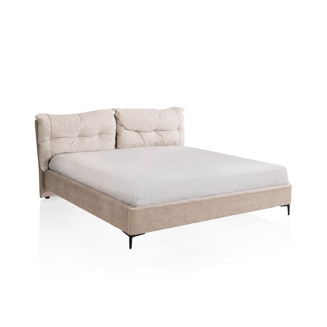NICERA WOODEN BED KING SIZE BEIGE (180*200CM)