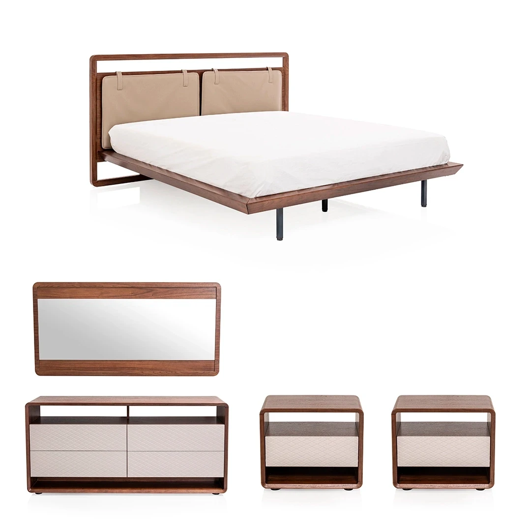 TARGA BEDROOM SET KING SIZE WITHOUT WARDROBE (180*200CM) BROWN