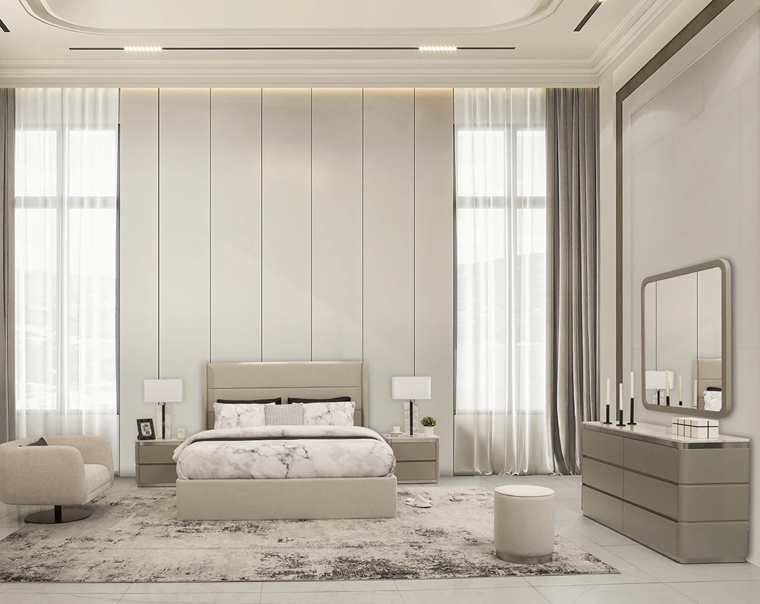 PAPIA BEDROOM SET WITHOUT WARDROBE KING SIZE (180*200 CM) BEIGE