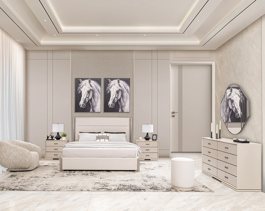 LAGO BEDROOM SET WITHOUT WARDROBE KING SIZE (193*203 CM) BEIGE