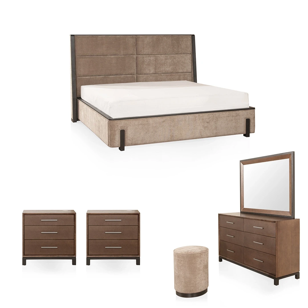 TUORE BEDROOM SET KING SIZE WITHOUT WARDROBE (193*203 CM) BROWN