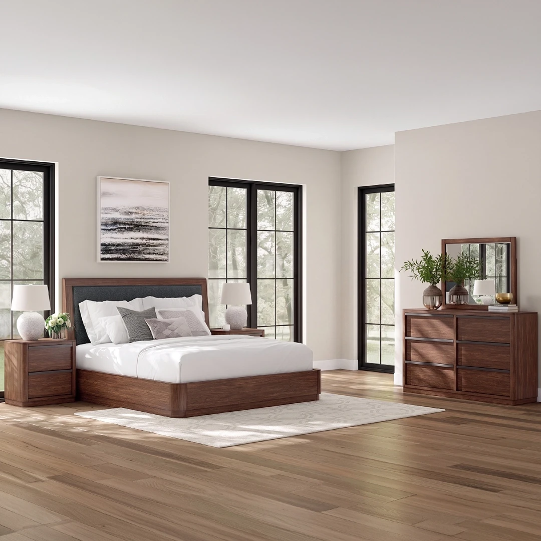 KENDAMOR WOODEN BEDROOM SET WITHOUT WARDROBE KING SIZE (193*203 CM) - DARK BROWN