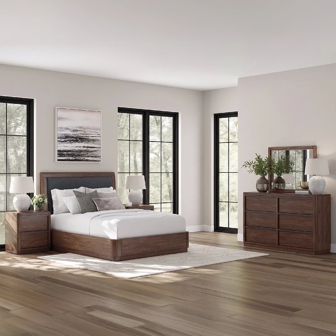 KENDAMOR WOODEN BEDROOM SET WITHOUT WARDROBE QUEEN SIZE (160*200 CM) - DARK BROWN