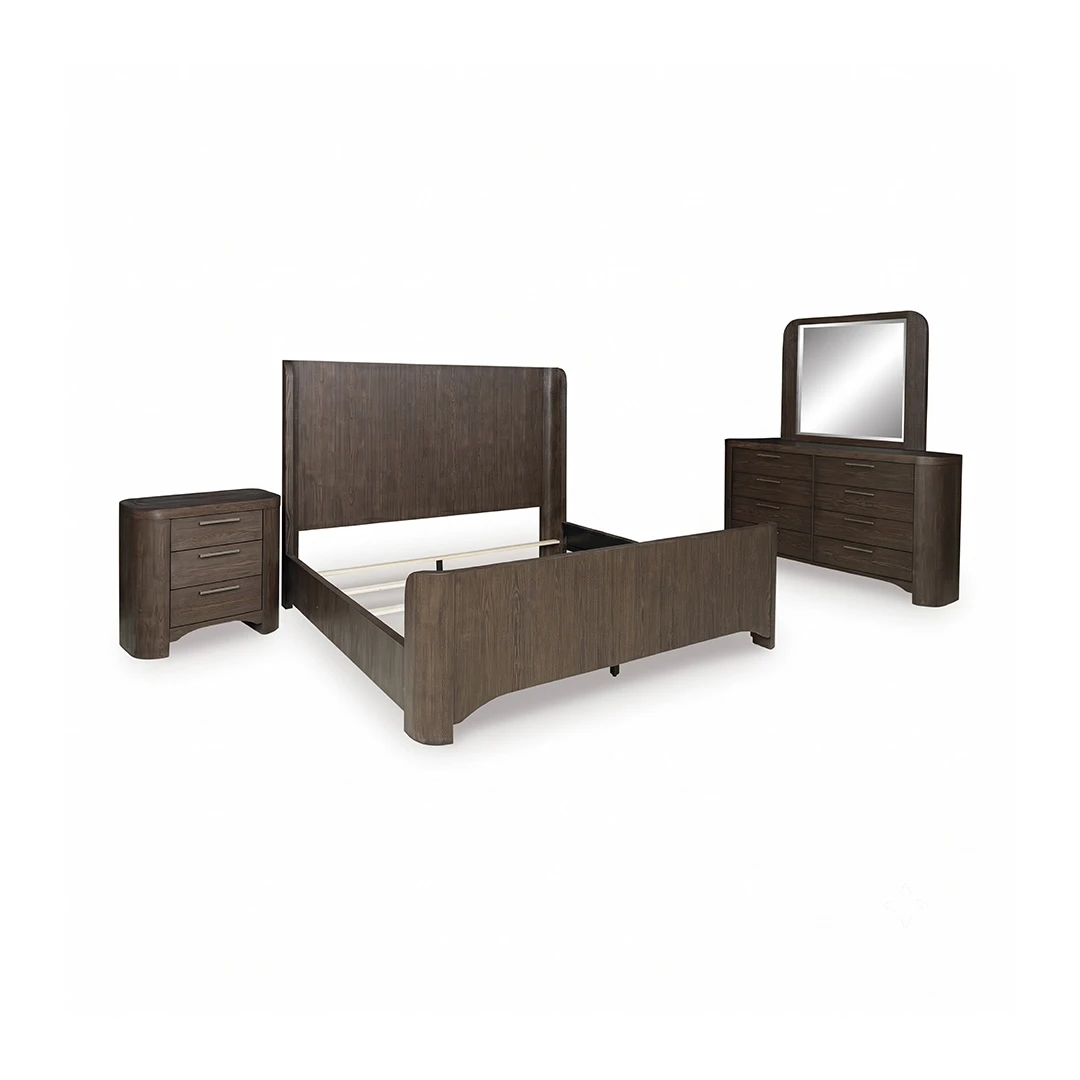 NEO WOODEN BEDROOM SET WITHOUT WARDROBE KING SIZE (180 X 200 CM) - BROWN