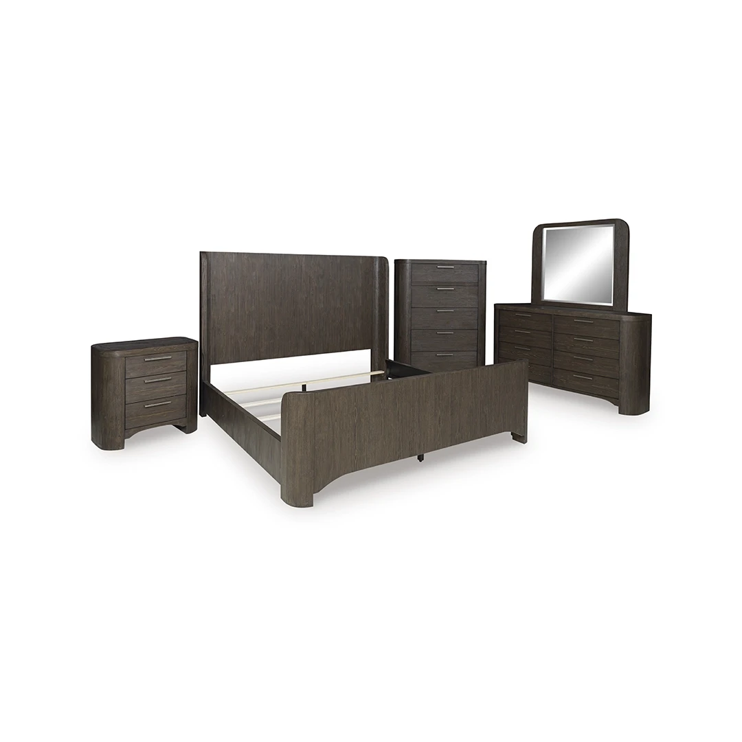 NEO WOODEN BEDROOM SET WITHOUT WARDROBE KING SIZE (180 X 200 CM) - BROWN
