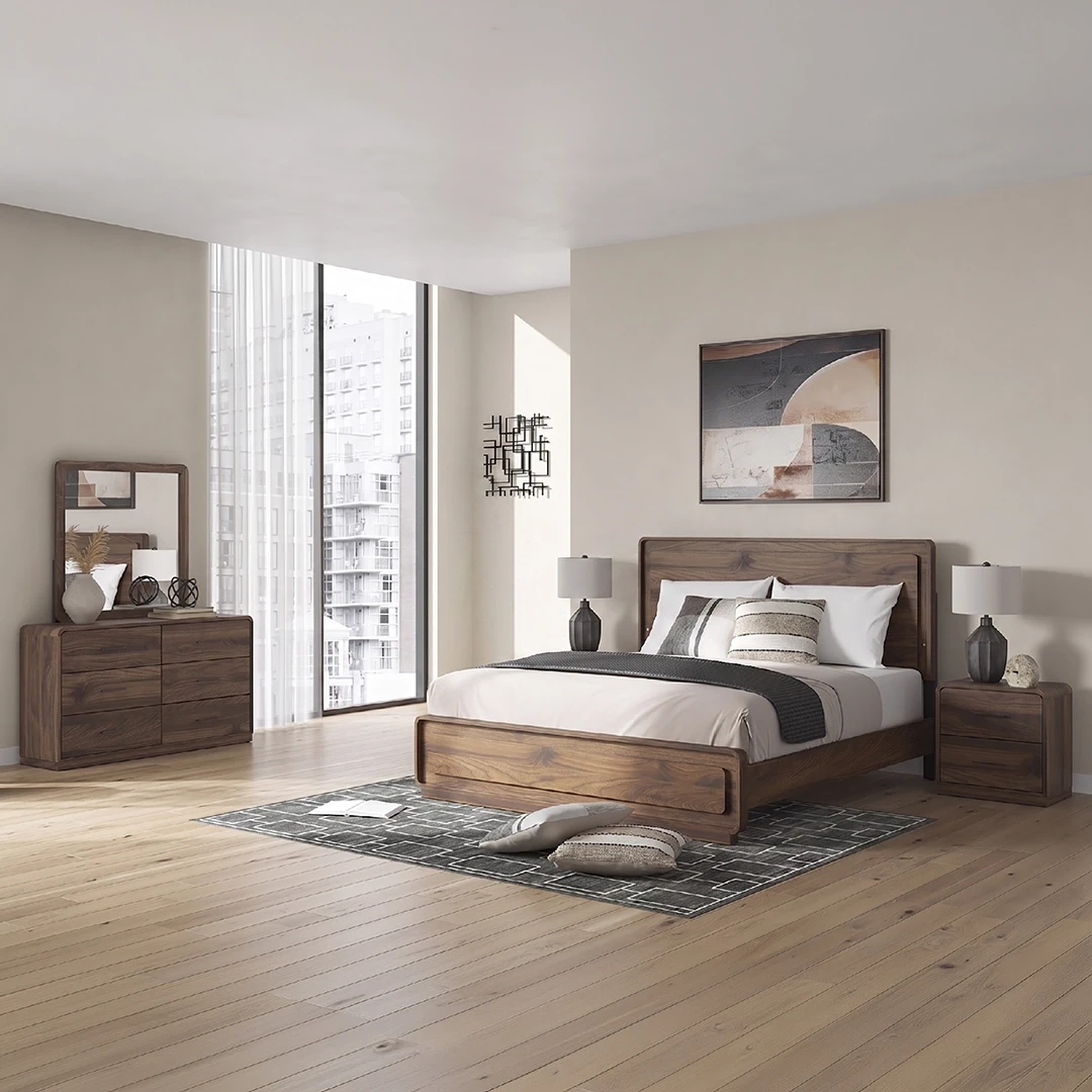 HOLLINAZE WOODEN BEDROOM SET WITHOUT WARDROBE KING SIZE (193*203 CM) - BROWN