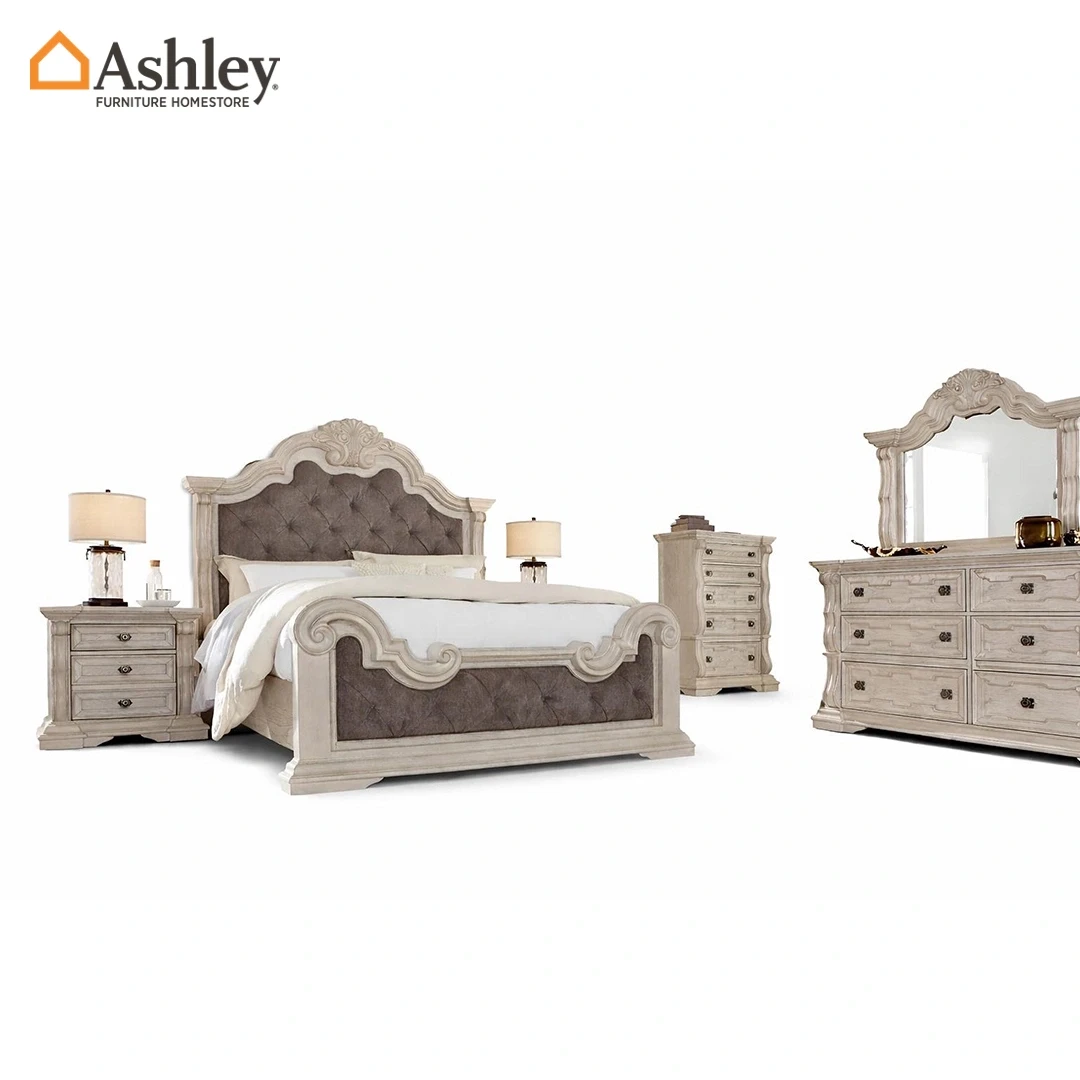 طقم غرفة نوم أندونهال حجم ملكى مع وحدة ادراج (193*203 سم) لون بيچ