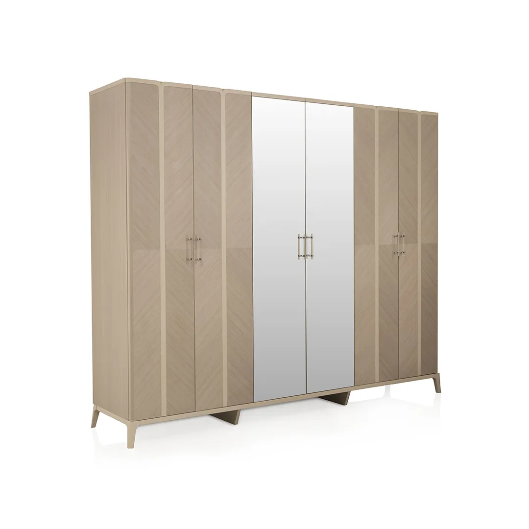 NORIA WOODEN WARDROBE 6 DOOR BEIGE