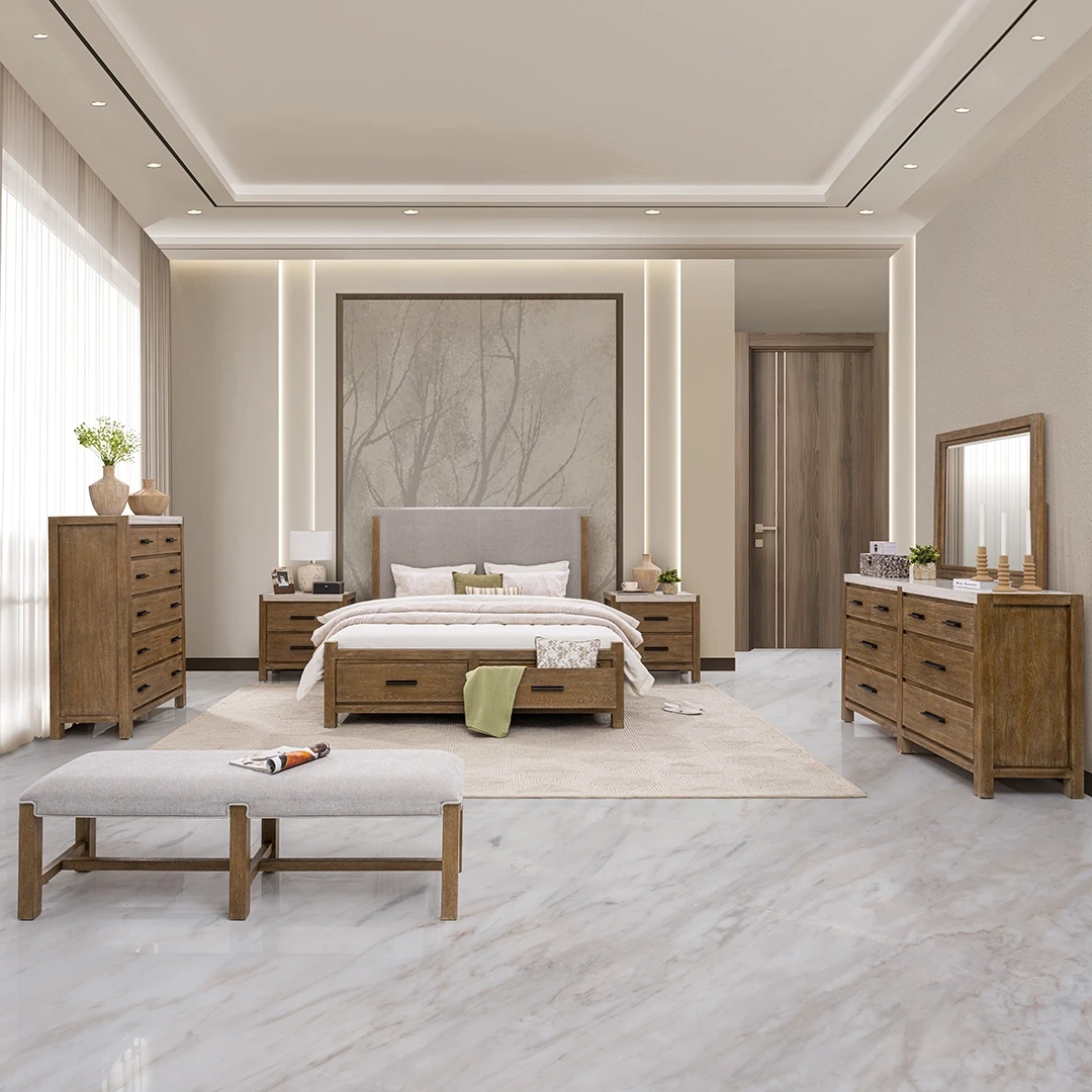 NITSUDA BEDROOM SET WITHOUT WARDROBE KING SIZE (193 X 203 CM) - BEIGE
