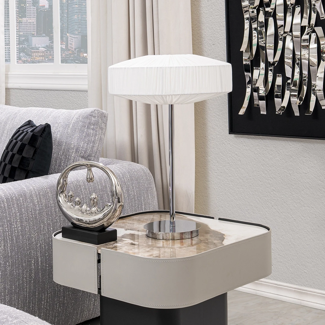 RENESMEE TABLE LAMP WHITE AND SILVER