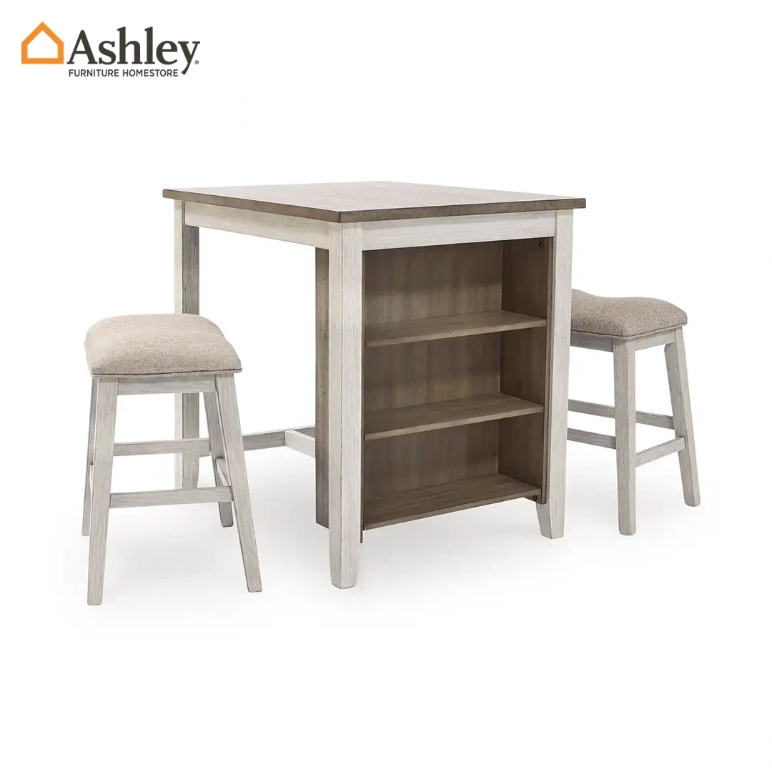 طقم طاولة مرتفعة سكيمبتون لون أبيض