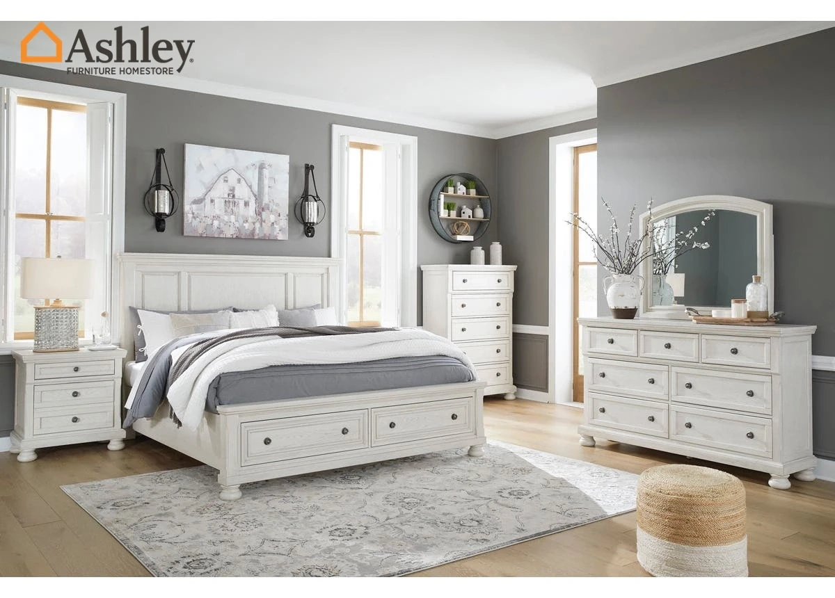 ROBBINSDALE BEDROOM SET KING SIZE (193*203 CM) MADE FROM ENGINEERED WOOD