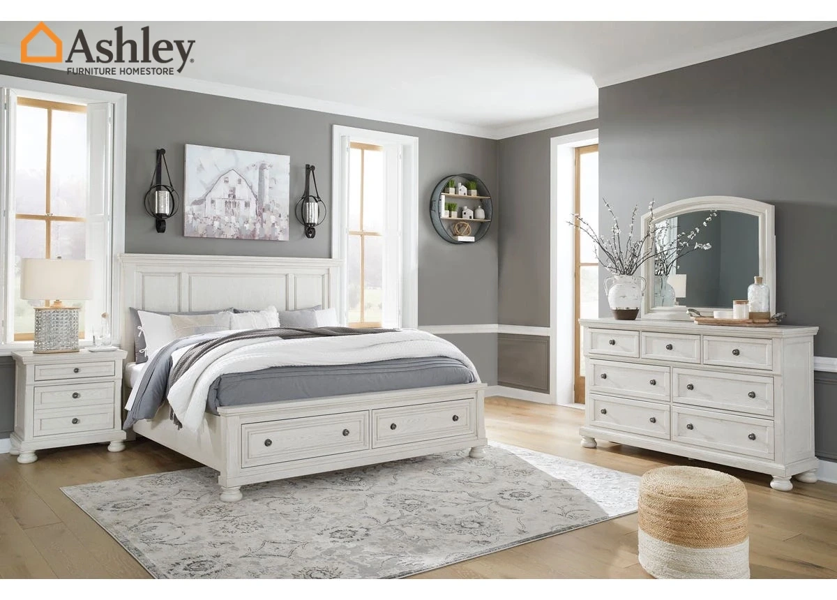 ROBBINSDALE BEDROOM SET KING SIZE (193*203 CM) MADE FROM ENGINEERED WOOD