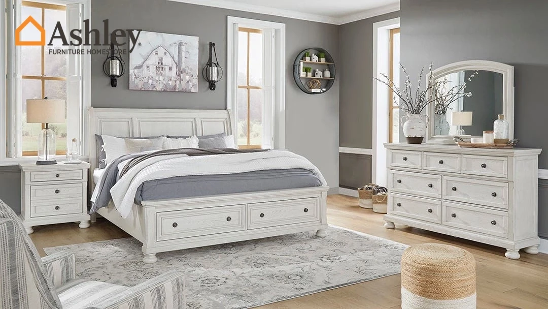 ROBBINSDALE BEDROOM SET WITH DRESSER KING SIZE (193*203 CM) MADE FROM ENGINEERED WOOD