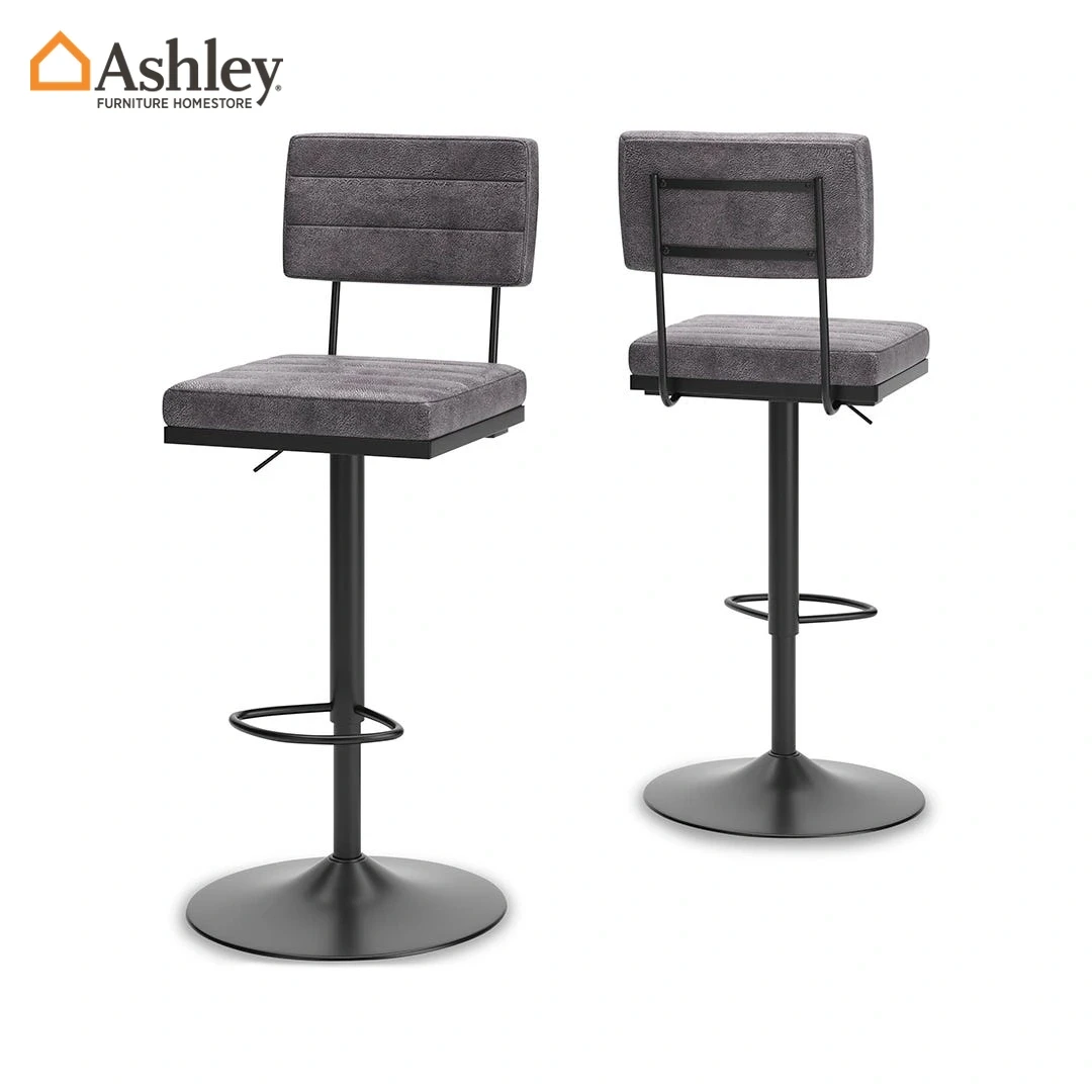 كرسي مرتفع دوار سترومفورد أسود مع مقعد منجد