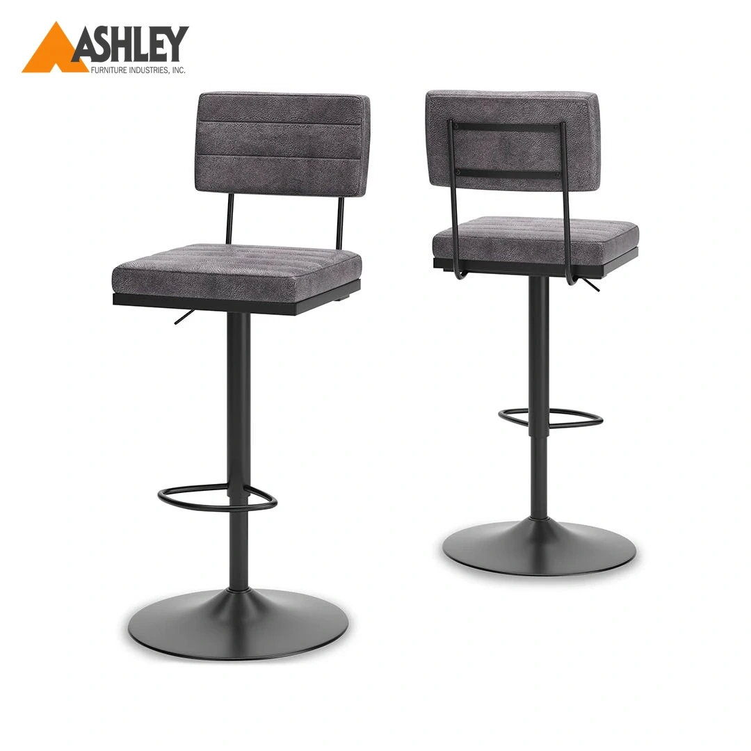 كرسي مرتفع دوار سترومفورد أسود مع مقعد منجد