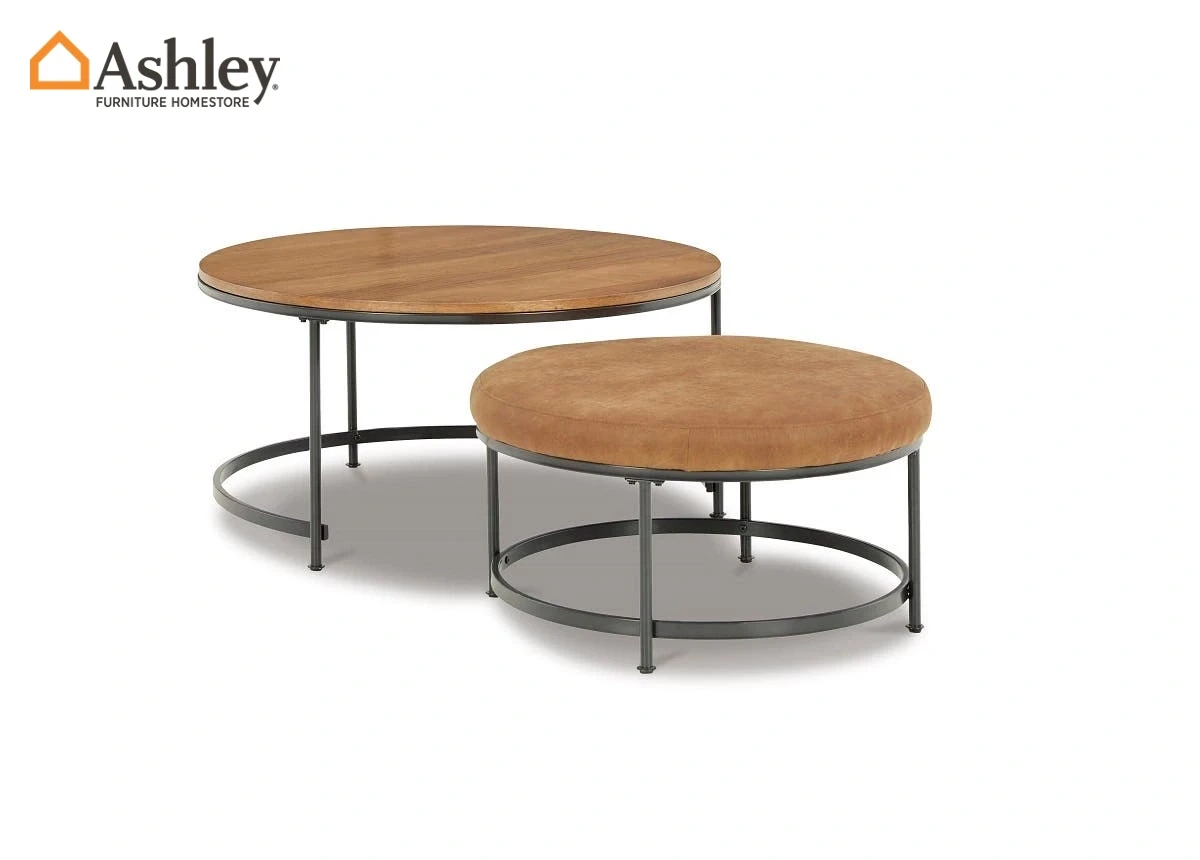 طاولات متداخلة دائرية 2 قطعة دريزمور لون بني