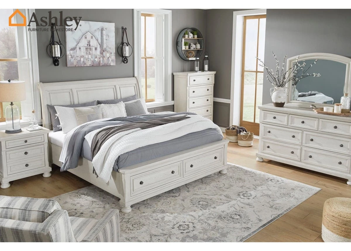 ROBBINSDALE BEDROOM SET KING SIZE (193*203 CM) MADE FROM ENGINEERED WOOD