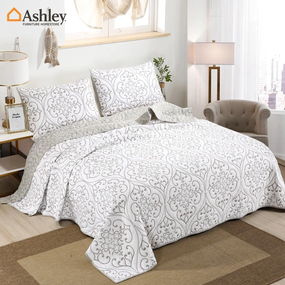 COVERLET BEDDING SET OF 3 PCS KING SIZE MADE FROM FABRIC