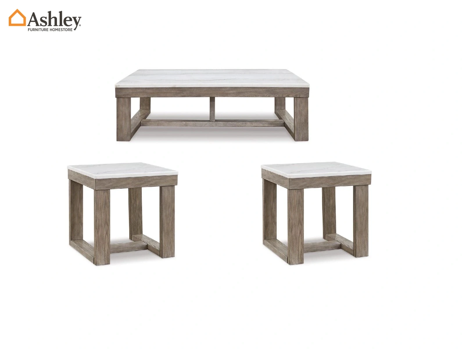 LOYASKA COFFEE TABLE SET 3 PCS MADE FROM ENGINEERED WOOD,STONE