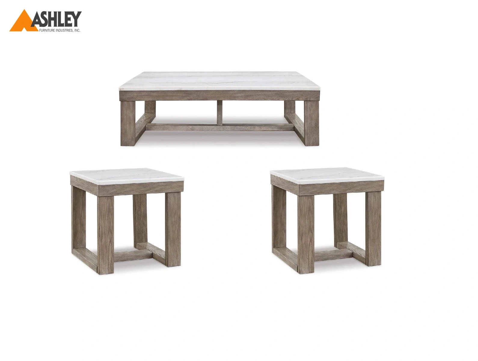 LOYASKA COFFEE TABLE SET 3 PCS MADE FROM ENGINEERED WOOD,STONE