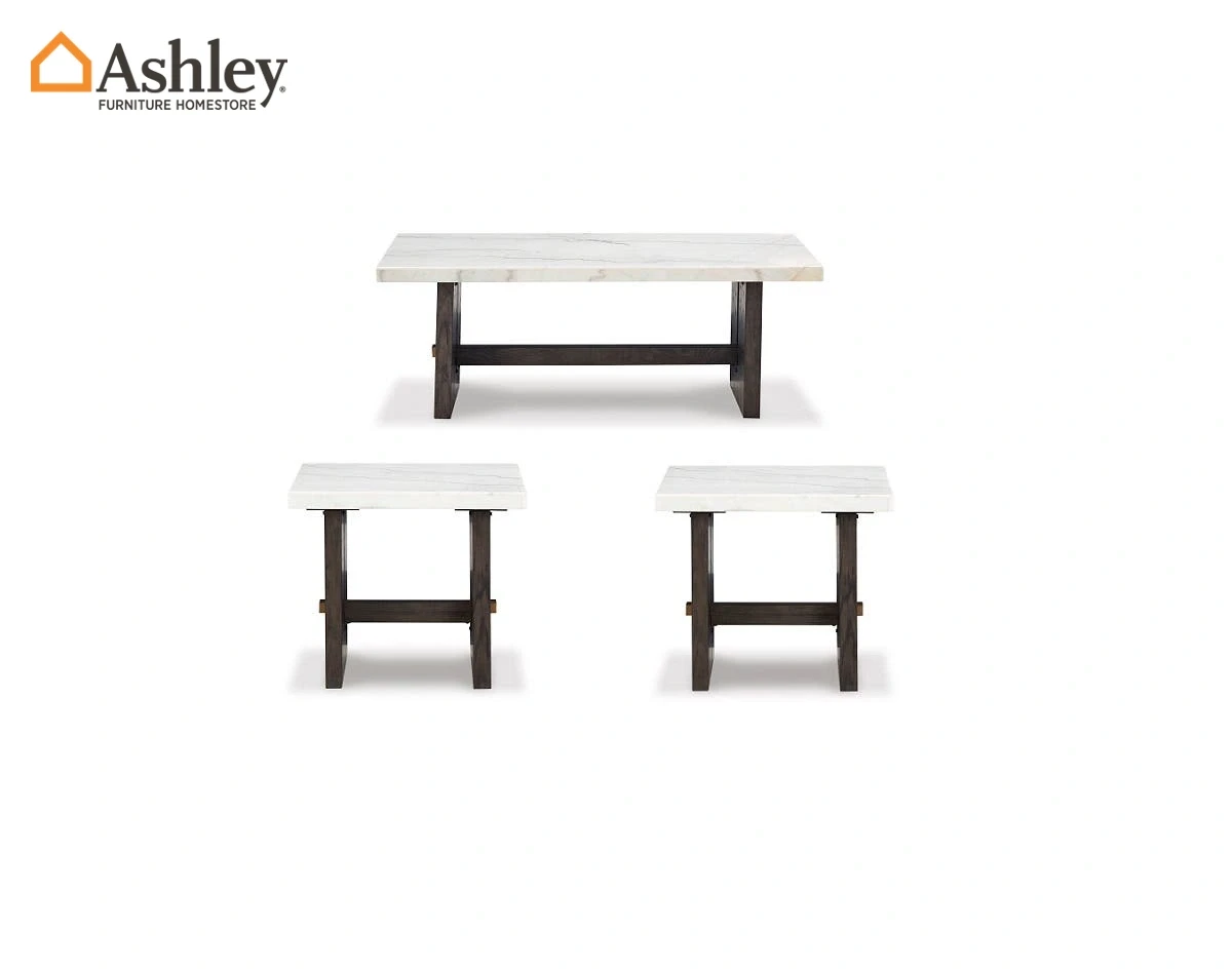 BURKHAUS CENTER TABLE SET OF 3 PCS MADE FROM ENGINEERED WOOD,STONE