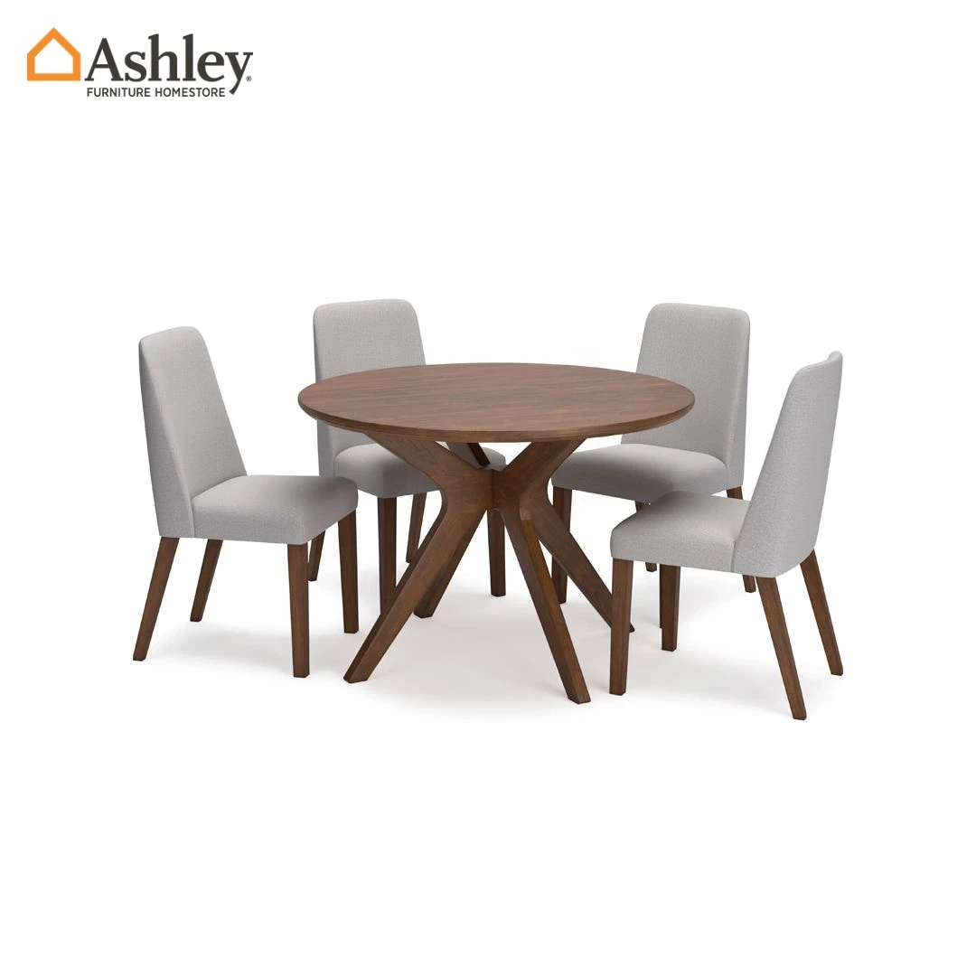 LYNCOTT DINING TABLE SET 4 CHAIRS MADE FROM WOOD,ENGINEERED WOOD,FABRIC