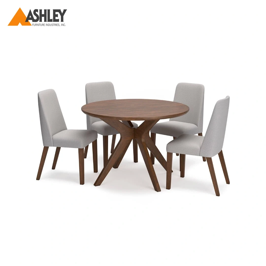 LYNCOTT DINING TABLE SET 4 CHAIRS MADE FROM WOOD,ENGINEERED WOOD,FABRIC