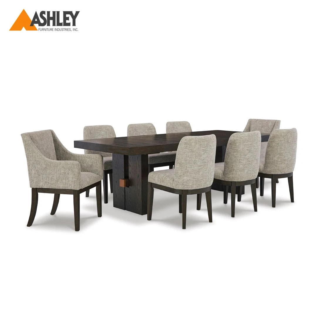 BURKHAUS DINING TABLE SET 8 CHAIRS MADE FROM ENGINEERED WOOD,FABRIC