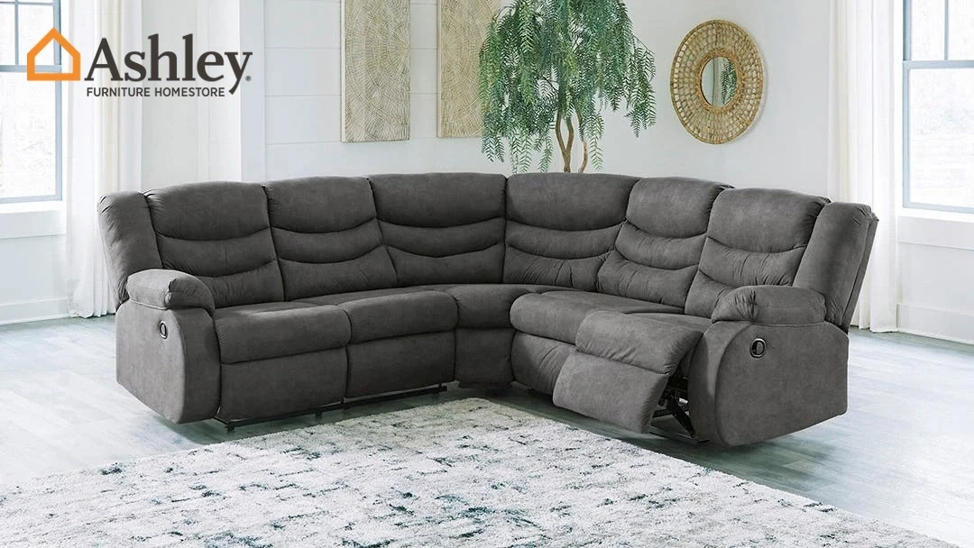 PARTYMATE SECTIONAL SOFA GREY MADE FROM LEATHER