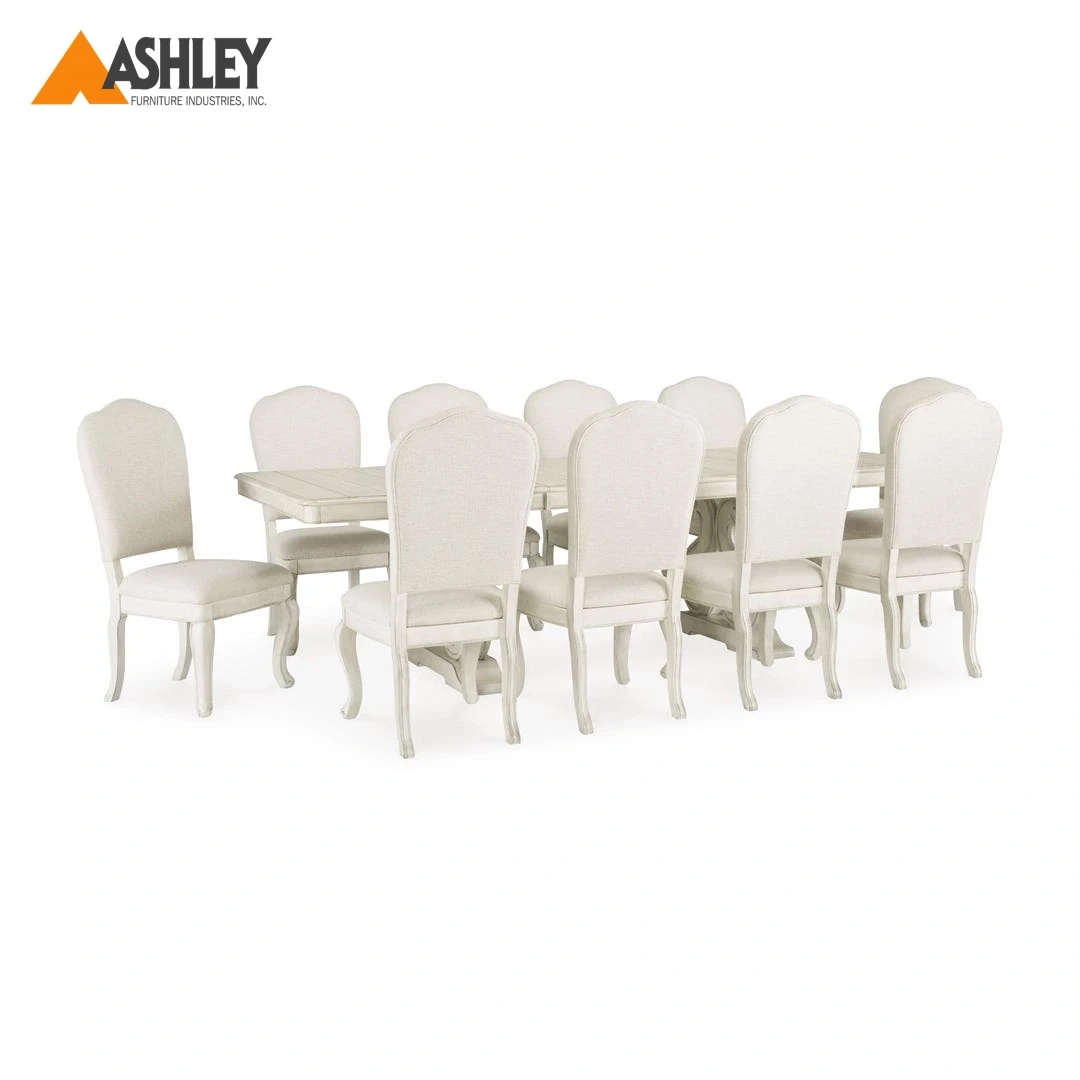 طقم طاولة طعام 10 كراسي ارليندين لون أبيض