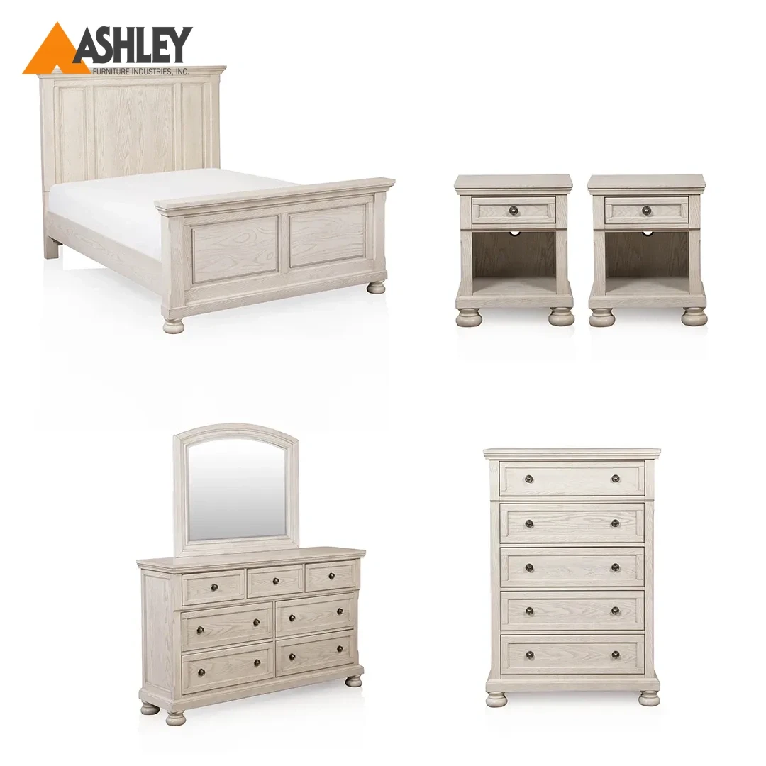 ROBBINSDALE BEDROOM SET WITH CHEST QUEEN SIZE (160*200 CM) MADE FROM ENGINEERED WOOD