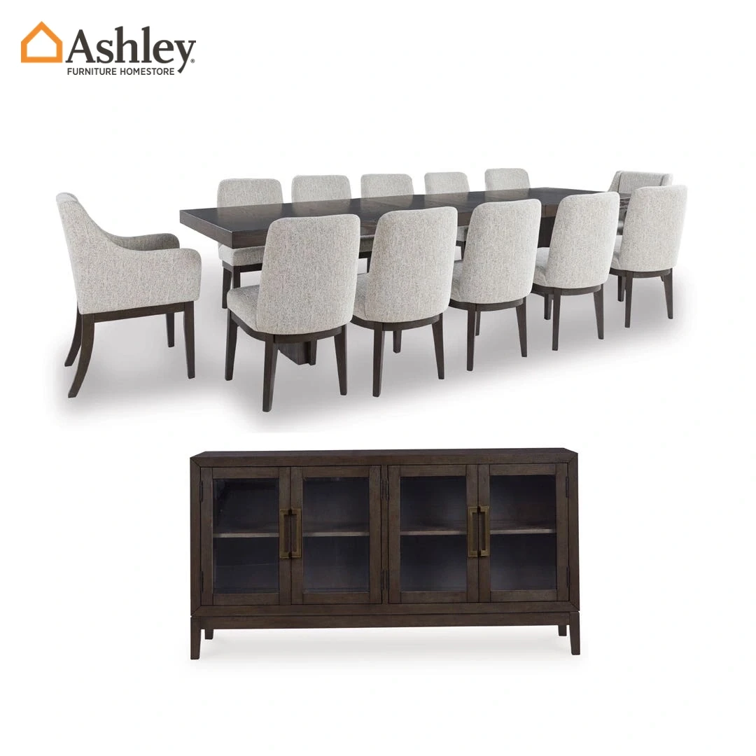 BURKHAUS DINING TABLE SET 12 CHAIRS + BUFFET MADE FROM ENGINEERED WOOD