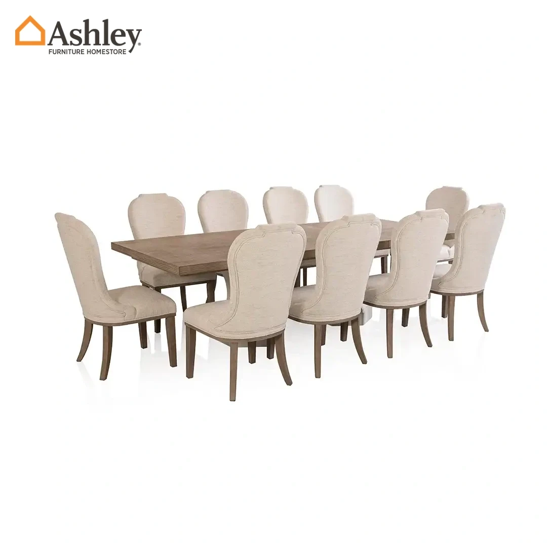JORLAINA DINING TABLE SET 10 CHAIRS MADE FROM ENGINEERED WOOD
