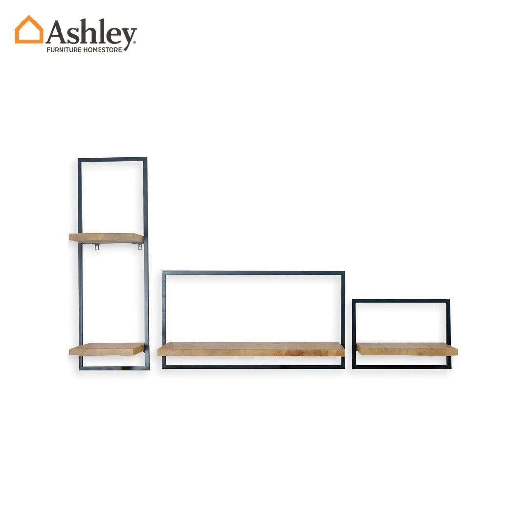 COLE WALL SHELF SET OF 3 PCS MADE FROM WOOD,METAL