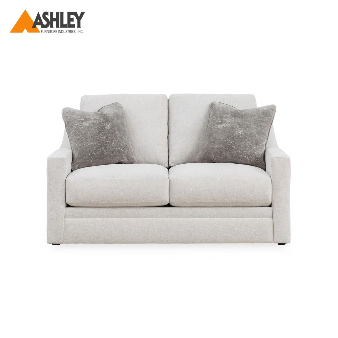 كنبة ميتلين مقعدين رمادي فاتح أنيق، طقم كنب مريح عصري للبيع اونلاين مع شحن مجاني