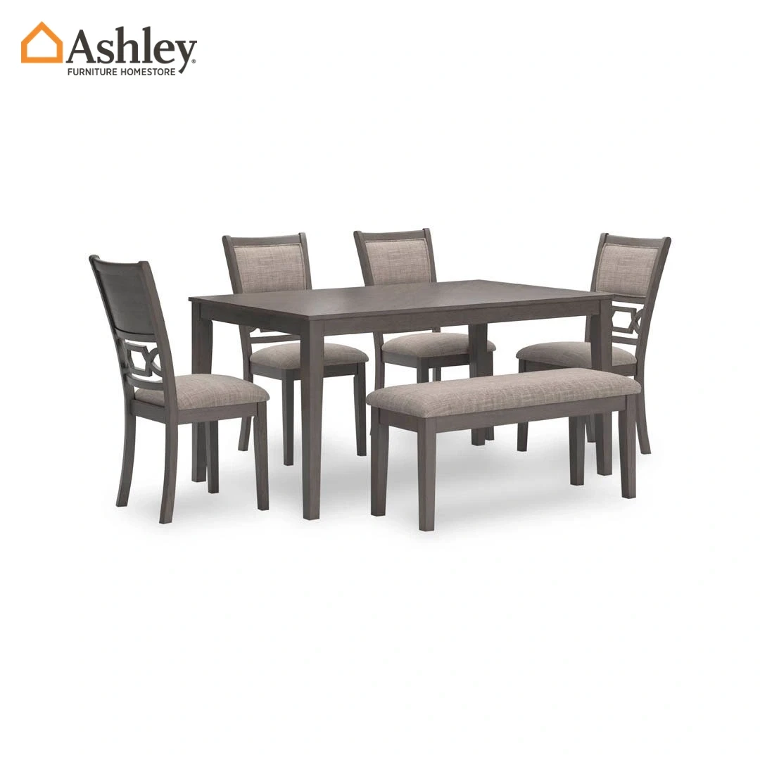 طقم طاولة طعام 4 كراسي+ بنش رينينج لون رمادي