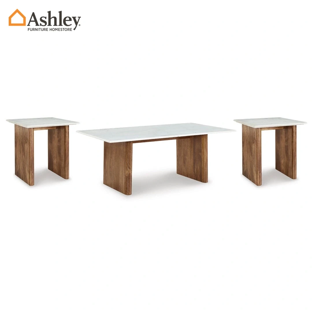 ISANTI COFFEE TABLE SET OF 3 PCS MADE FROM WOOD,STONE