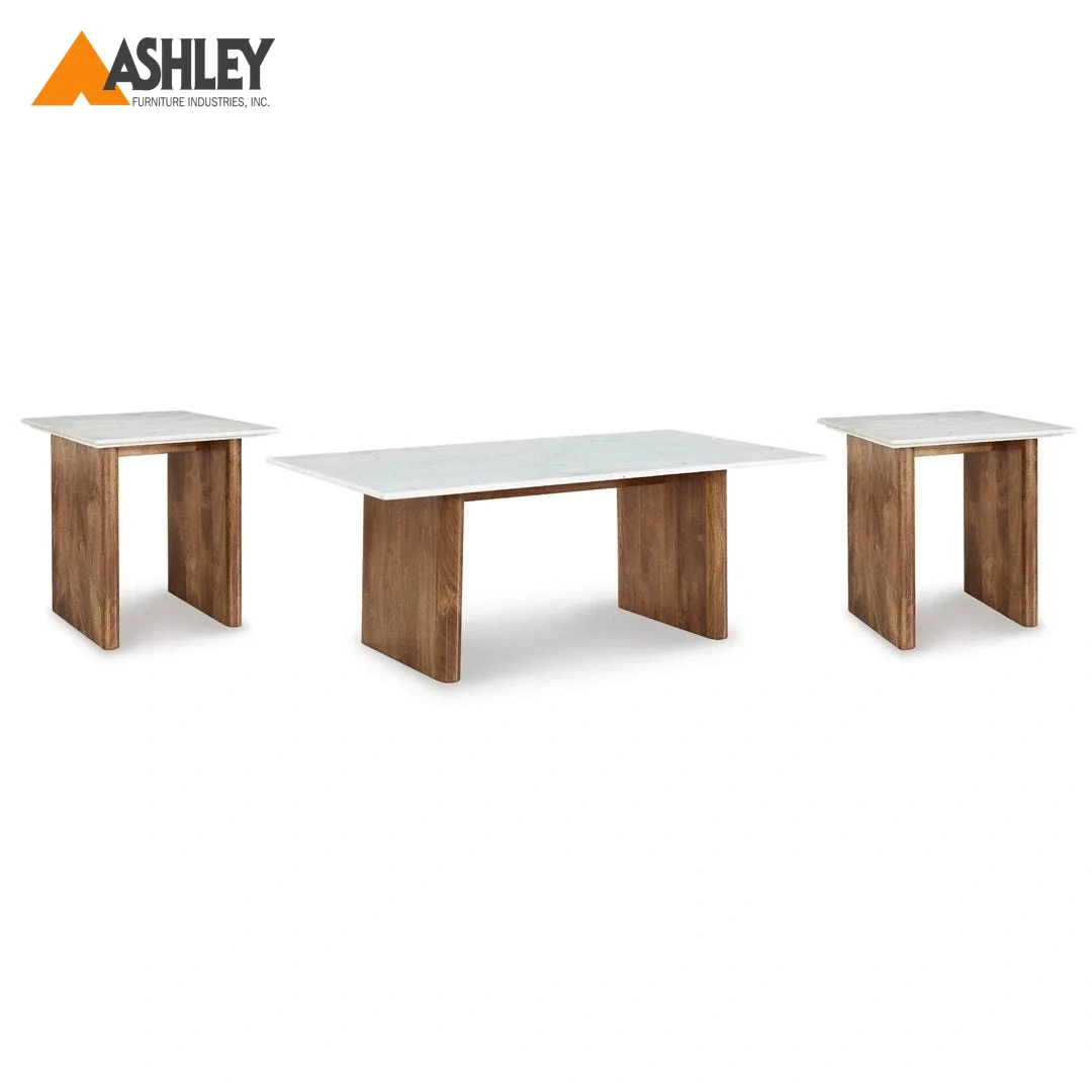 ISANTI COFFEE TABLE SET OF 3 PCS MADE FROM WOOD,STONE