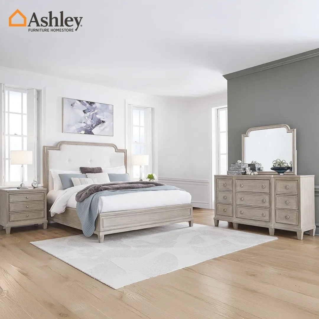 JORLAINA BEDROOM SET KING SIZE (193*203 CM) LIGHT BROWN MADE FROM WOOD,ENGINEERED WOOD